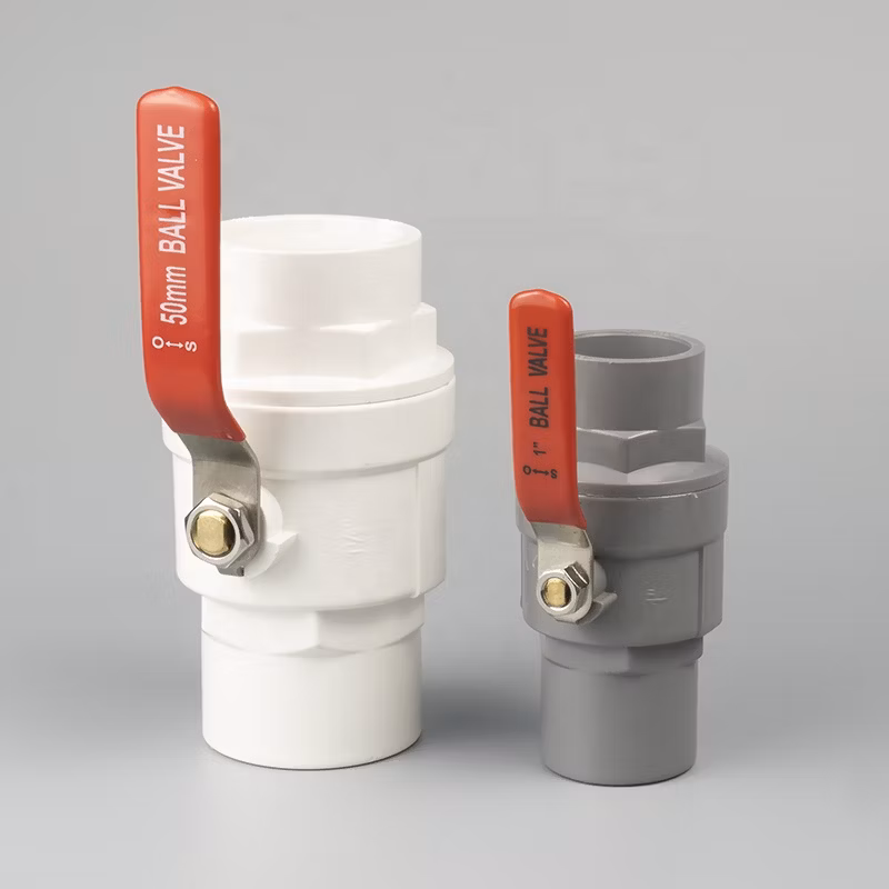 2021 Wholesale Fixed White Body Stainless Steel Red Handle Socket PVC Ball Valve for Agricultural Irrigation