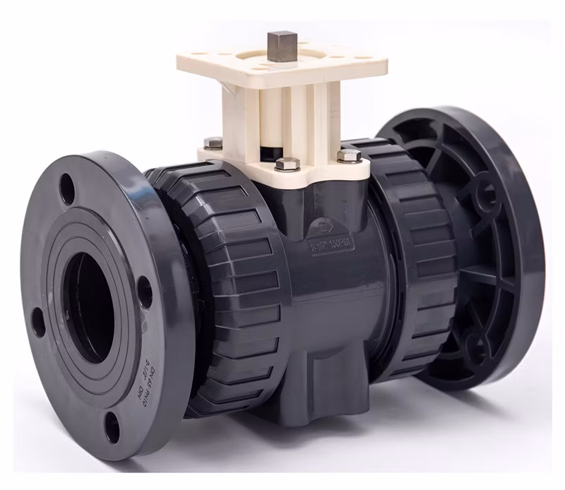 High Quality Flexible PVC Flanged True Union Ball Valve UPVC Double Flange Type Ball Valve Plastic Manual Handle Fixed Ball Valve DN15-DN100 (1/2"-4")
