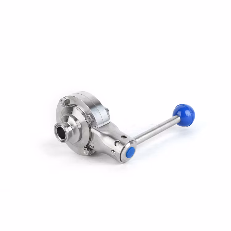Sanitary SS316L Pneumatic Flanged Ball Valve PTFE Soft Seal Three-Piece