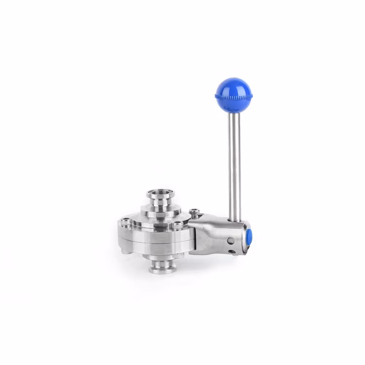 Sanitary SS316L Pneumatic Flanged Ball Valve PTFE Soft Seal Three-Piece