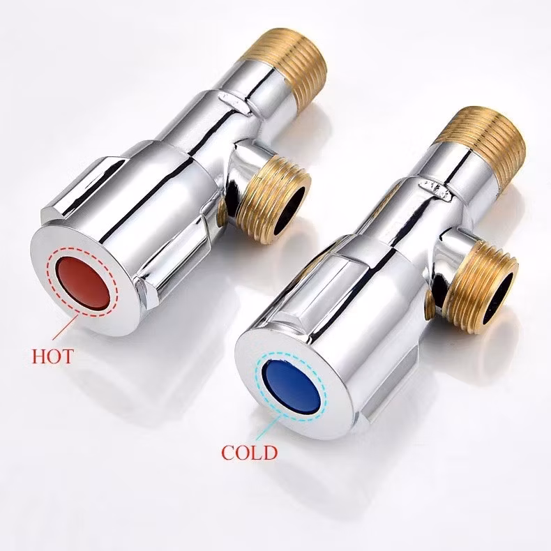 Full Copper Ball Core Large Flow Triangle Valve Hot Cold Wall Hanging Furnace Gas Water Heater Ball Valve Stainless Steel Angle