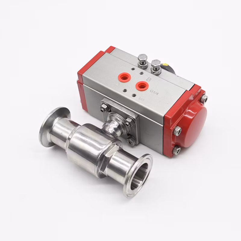 Customization Sanitary Quick-Install 2-Way Single/Double Acting Actuator SS316 Pneumatic Ball Valve