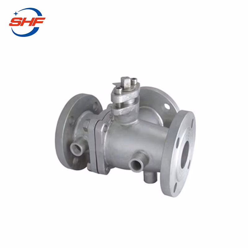 Lever Operated Flanged Jacketed 3 Way Ball Valve with Drawing