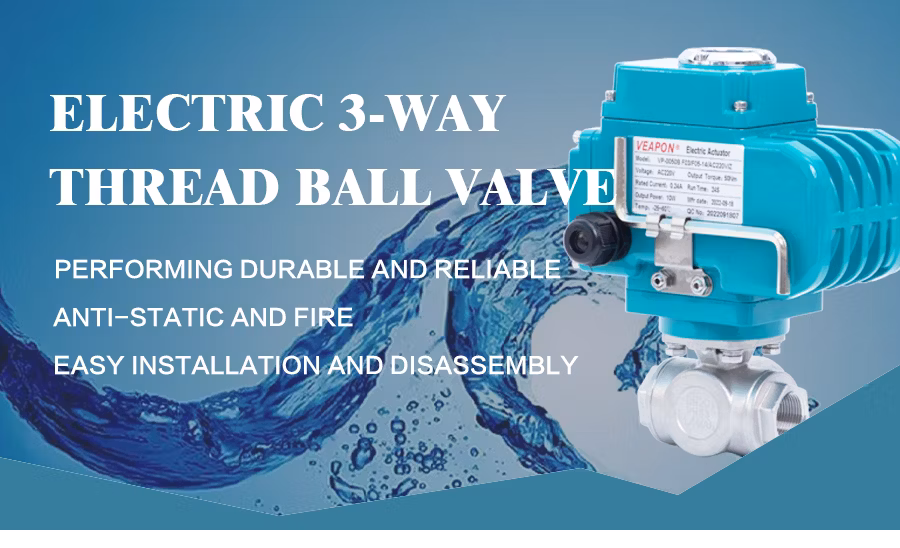 Electric Actuated High-Performance Threaded Three-Way L/T Flow Ball Valve