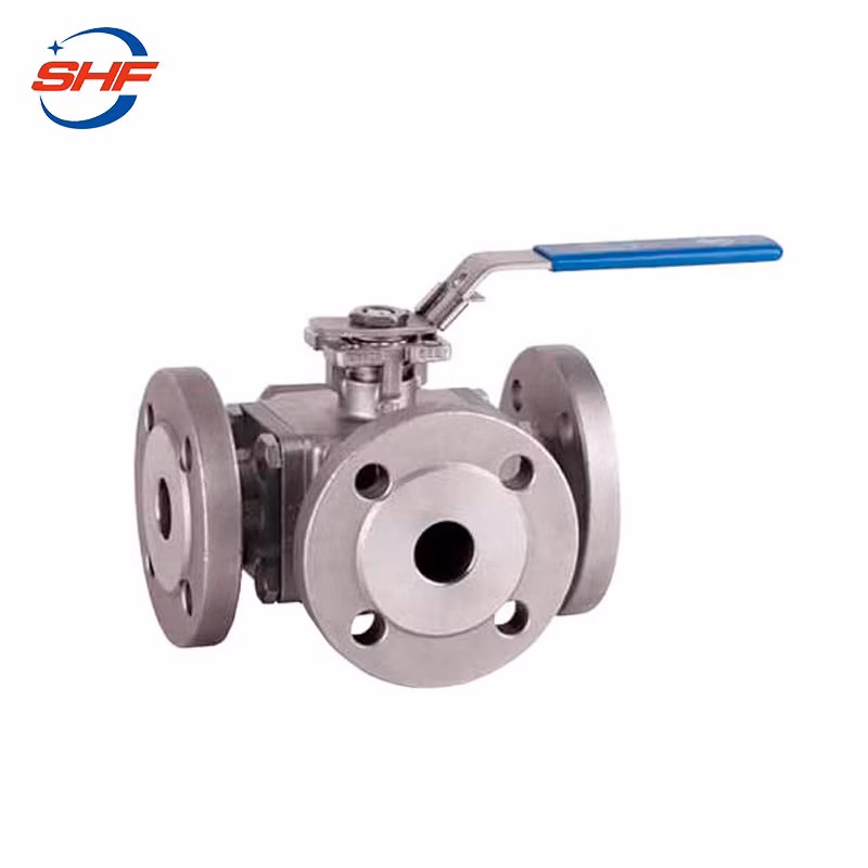 Lever Operated Flanged Jacketed 3 Way Ball Valve with Drawing