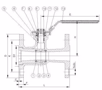 2PC JIS 10K Flange Ball Valve 4 Inch
