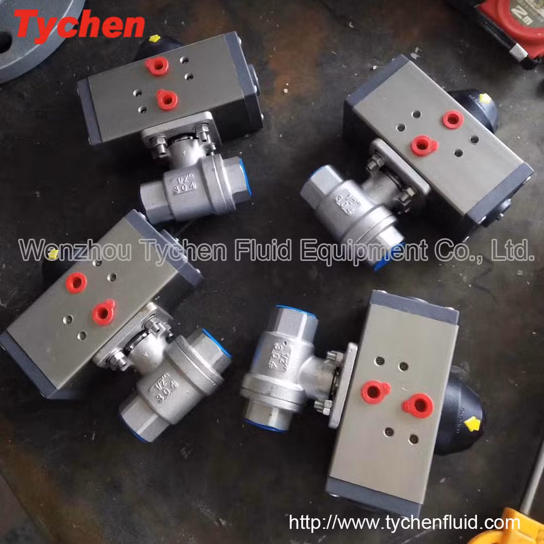Pneumatic Actuator 3PC Flanged Ball Valve 2 Inch SS304