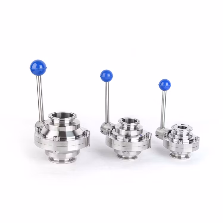 Sanitary SS316L Pneumatic Flanged Ball Valve PTFE Soft Seal Three-Piece