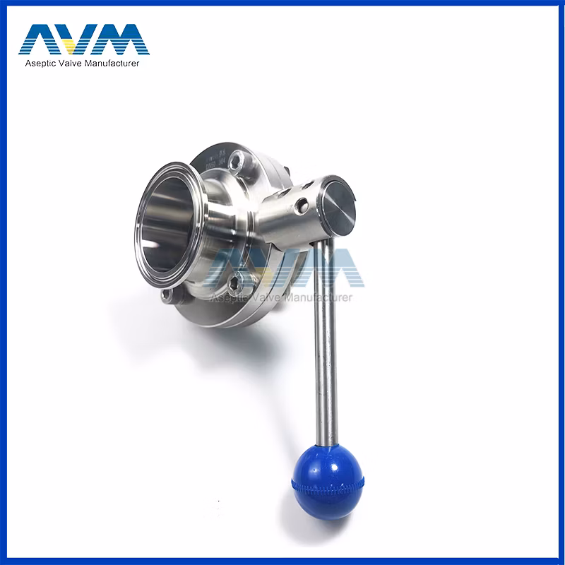 Stainless Steel Sanitary Pneumatic Air Operated Butterfly Valve Clamp End
