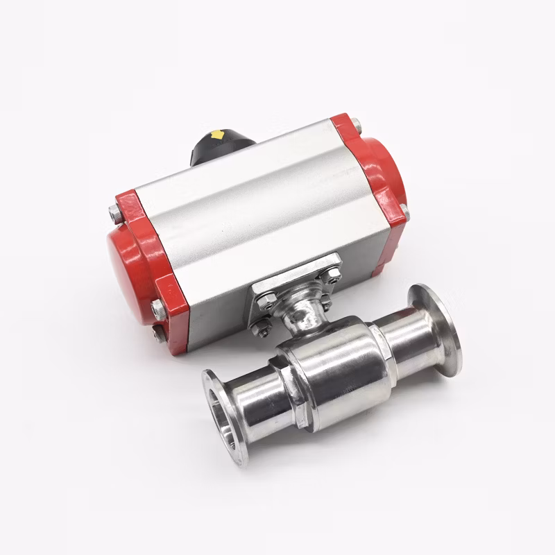 Customization Sanitary Quick-Install 2-Way Single/Double Acting Actuator SS316 Pneumatic Ball Valve