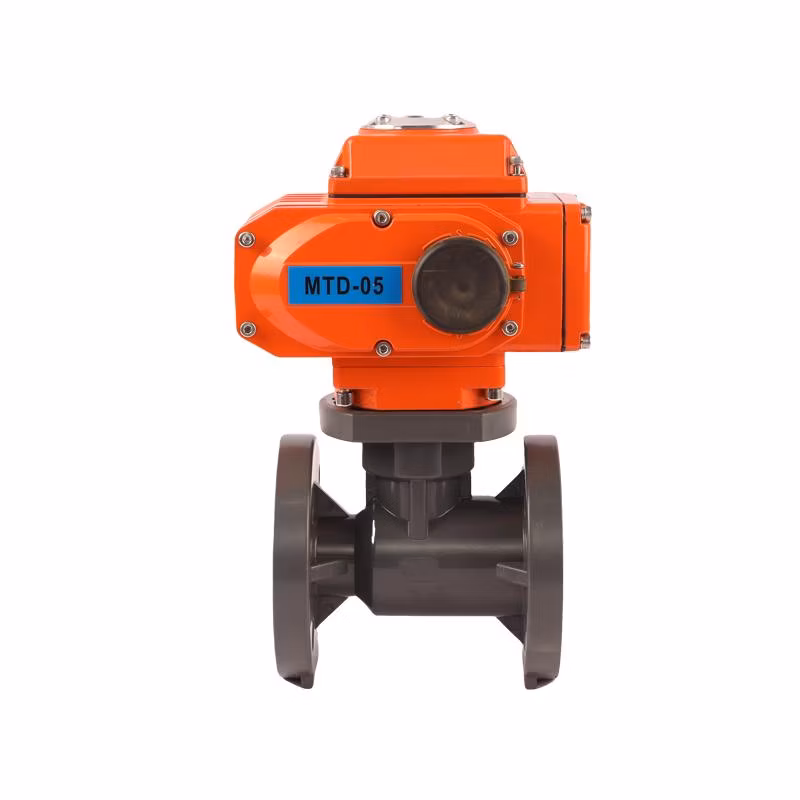 High Performance PVC Flange 2 Way Electric Water Control Actuator Ball Valve 220V AC Motorized Ball Valve Pn16