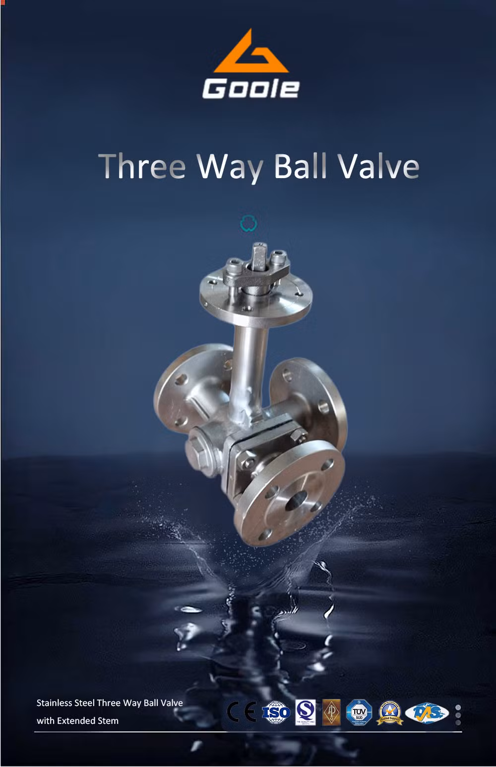 Stainless Steel Extended Stem L Port Cryogenic Three Way Ball Valve