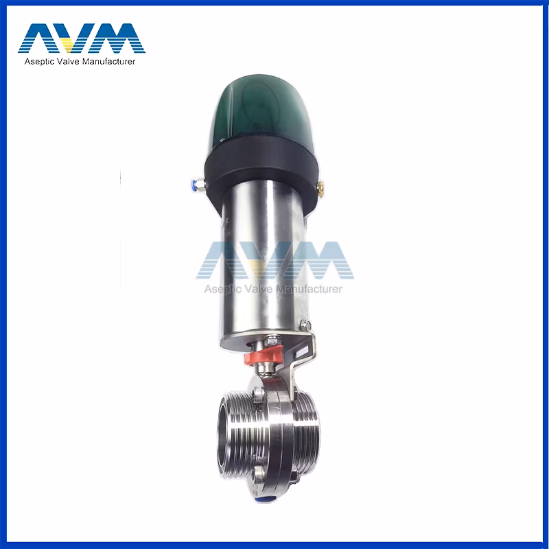 Stainless Steel Sanitary Pneumatic Air Operated Butterfly Valve Clamp End