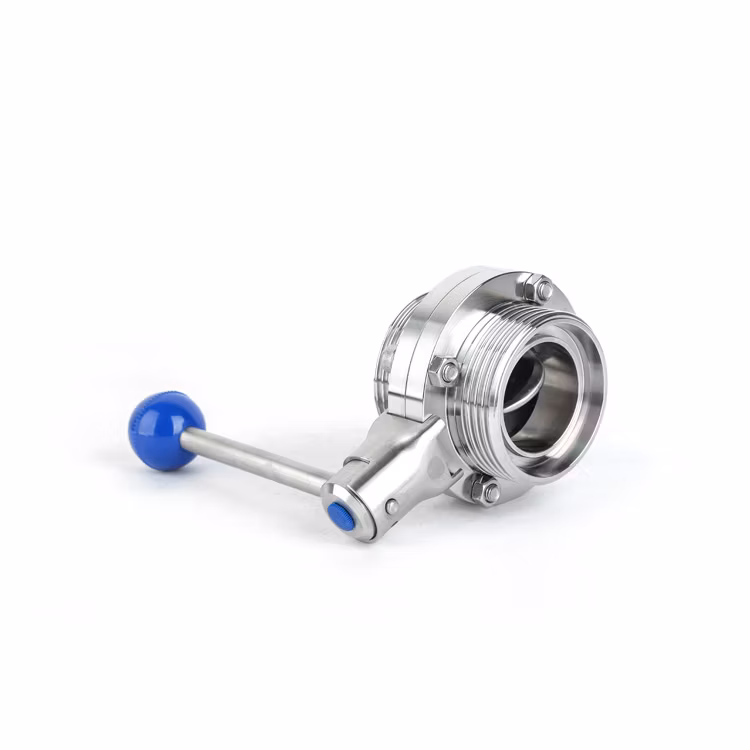 Sanitary SS316L Pneumatic Flanged Ball Valve PTFE Soft Seal Three-Piece