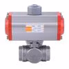Pneumatic Actuator Double / Single Acting Water Air Oil Gas Liquid Solenoid 3 Way Control Stainless Steel 316 Thread Ball Valve
