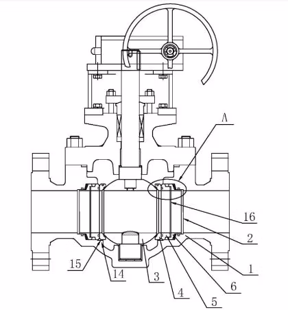 Cast Carbon Steel Gear Operated Flanged Trunnion Type Top Entry Ball Valve
