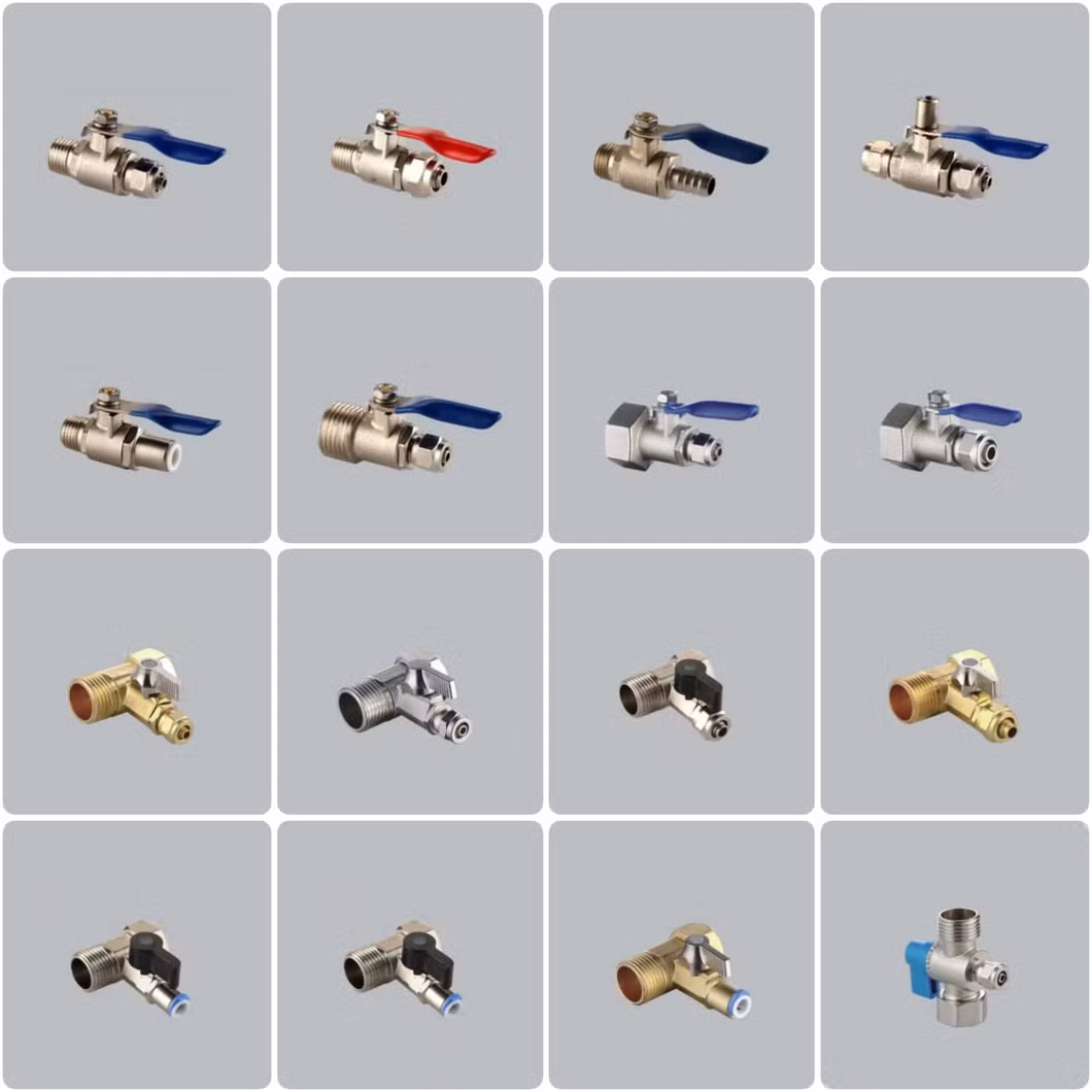 Brass G1/2 Male Female Thread Ball Valve Three Way Metal Ball Valve for G1/4 RO Water Purifier