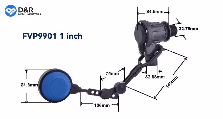 D&R Good Quality in Stock OEM Plastic Ball Plastic Float Shut-off Valve DN15 DN20 DN25 for Water Tanks