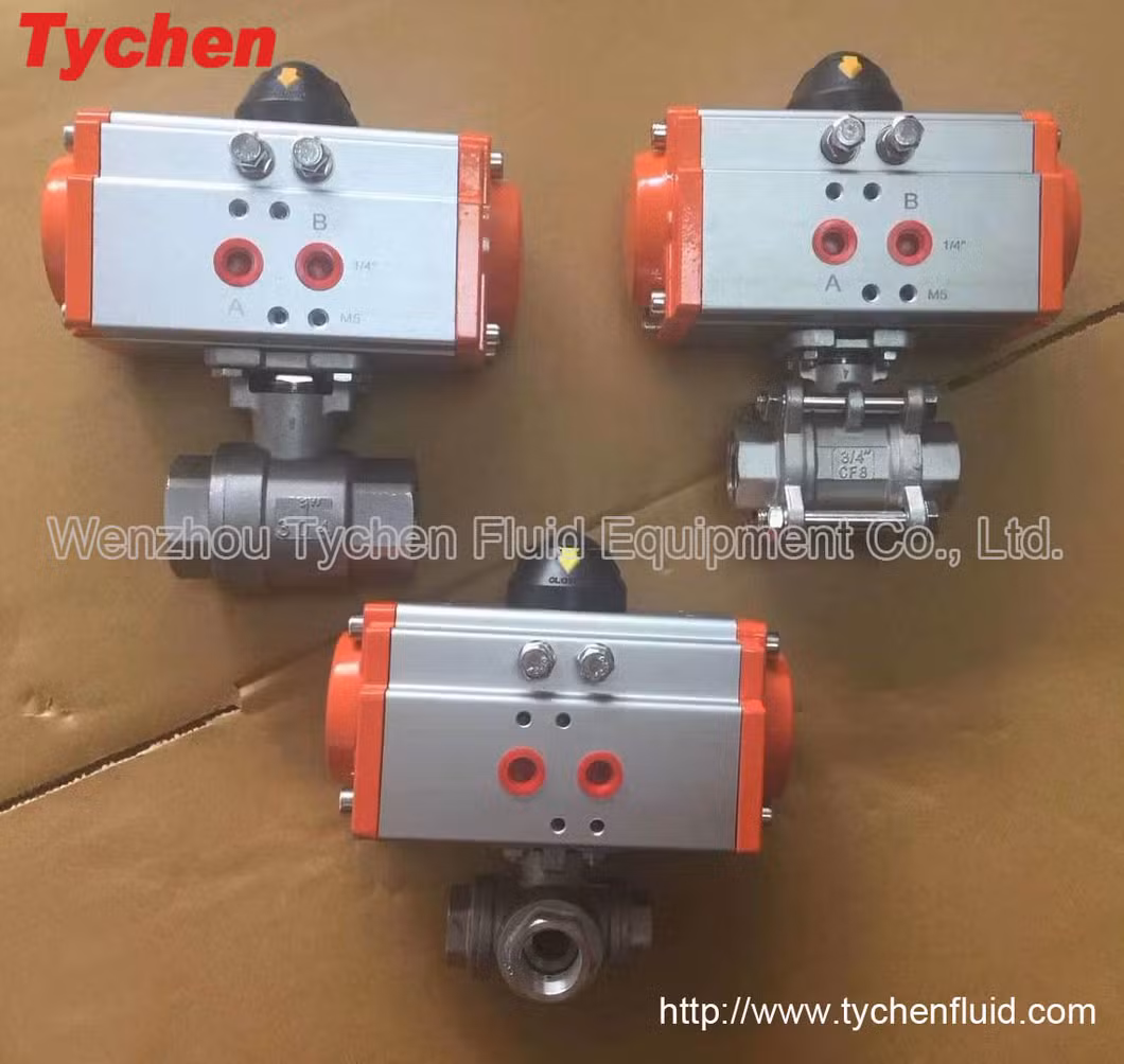 Pneumatic Actuator 3PC Flanged Ball Valve 2 Inch SS304