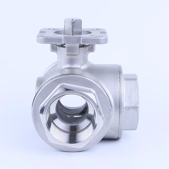 DN15 T Port Pn64 High Pressure NPT Threaded Ss 304 Lever Operated 1/2 Thread Three Way Ball Valve UPVC/Brass/Stainless