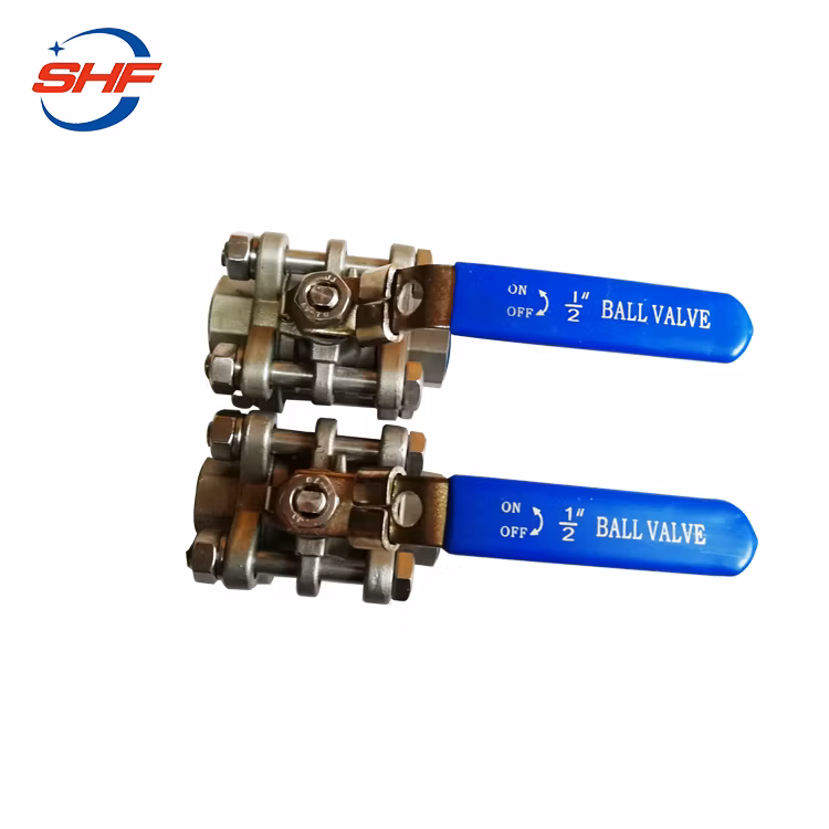 3PC Stainless Steel Ball Valve Screw Ends 1000psi with Locking Device