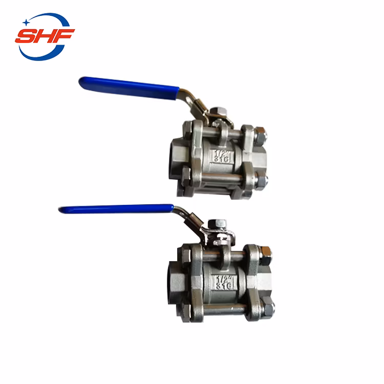 3PC Stainless Steel Ball Valve Screw Ends 1000psi with Locking Device