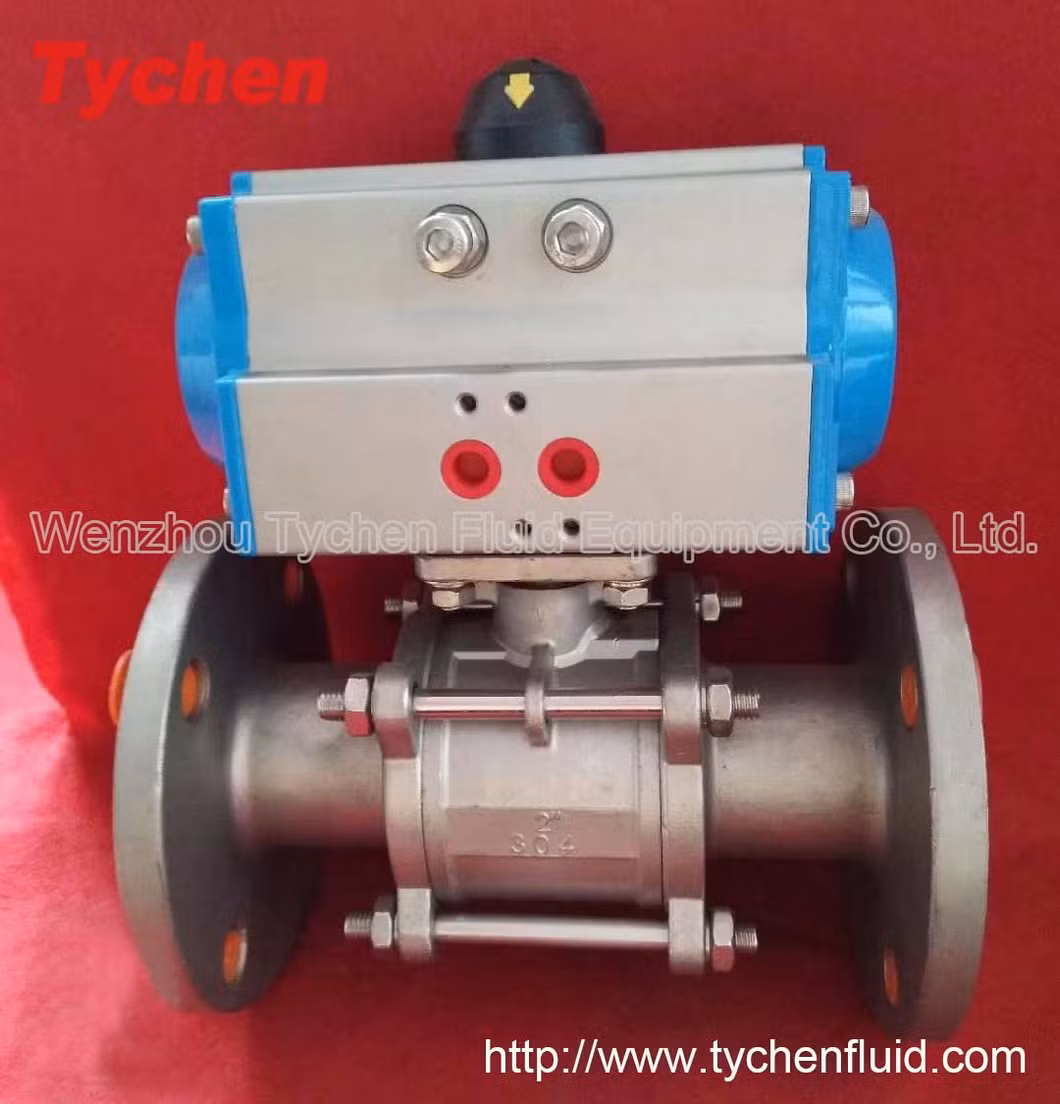 Pneumatic Actuator 3PC Flanged Ball Valve 2 Inch SS304