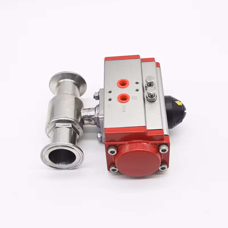 Customization Sanitary Quick-Install 2-Way Single/Double Acting Actuator SS316 Pneumatic Ball Valve