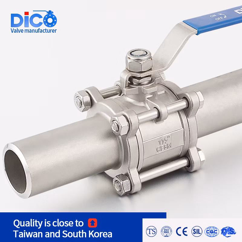 Dico 1/4"-4" 1000wog Bw End with Extended Pipe Industrial 3PC Ball Valve