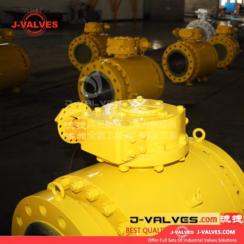 J-Valves Forged Steel A105 3PC Trunnion Mounted Ball Valve 900lb Worm Gear Operated