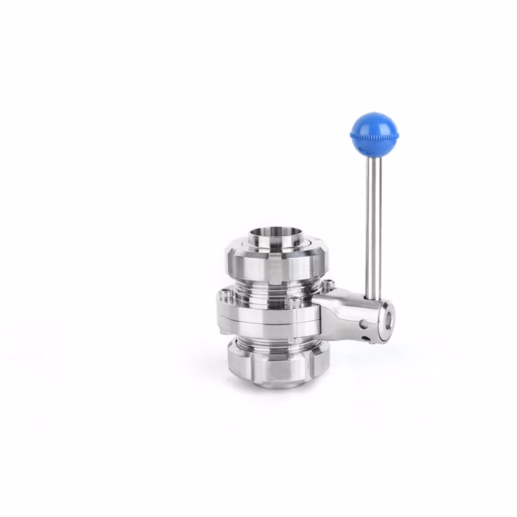 Sanitary SS316L Pneumatic Flanged Ball Valve PTFE Soft Seal Three-Piece