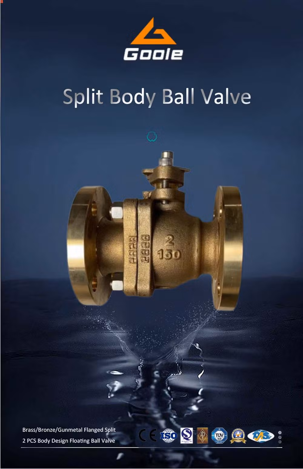 2 PCS Bronze/Brass Flanged Side Entry Split Body Floating Ball Valve