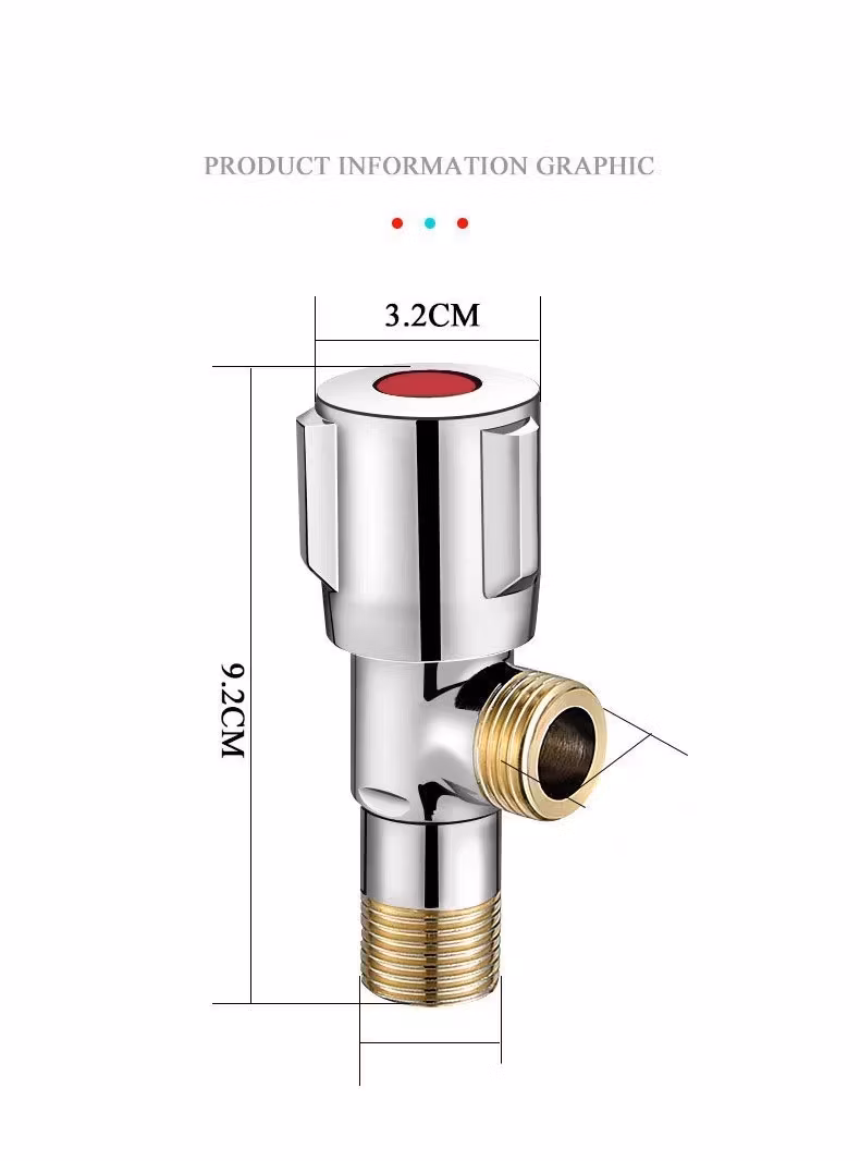 Full Copper Ball Core Large Flow Triangle Valve Hot Cold Wall Hanging Furnace Gas Water Heater Ball Valve Stainless Steel Angle