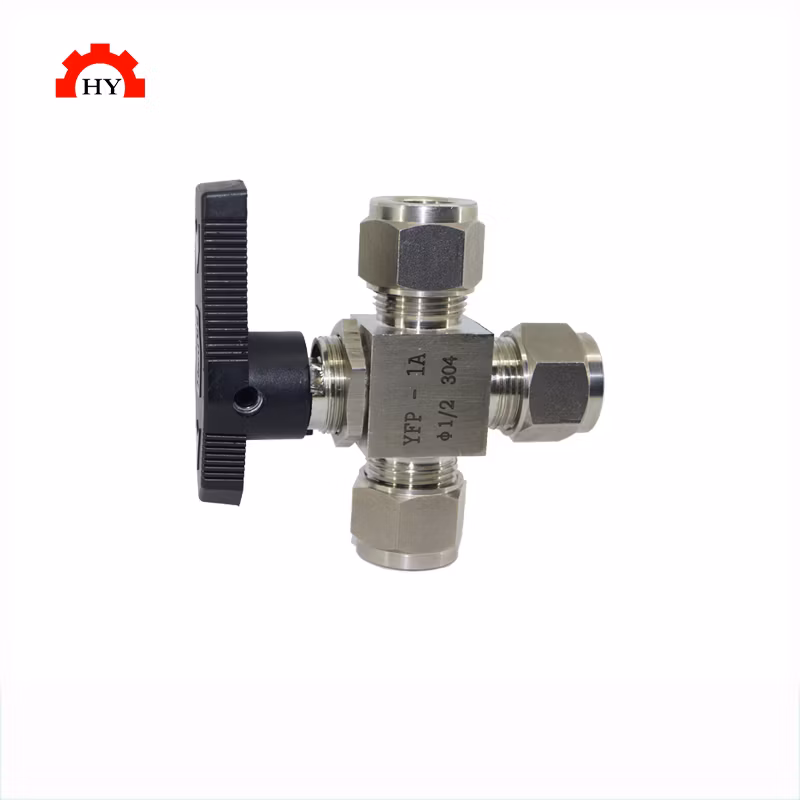 Hot Sale 1/2 Inch Od Small Stainless Steel SS304 SS316 3000 Psi 3 Way Double Ferrules Instrument Ball Valve