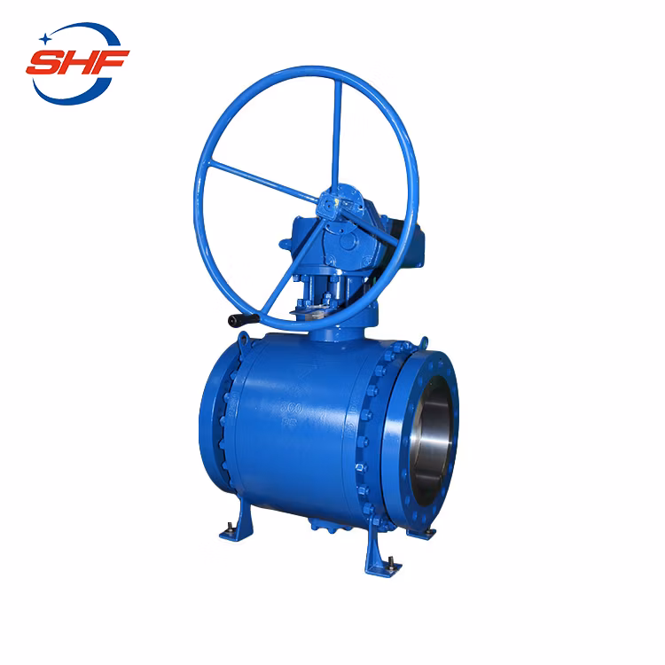 API 6D Gear Operator Flange End Soft Seats 3 Pieces RF Full Bore Trunnion Mounted Ball Valve Price