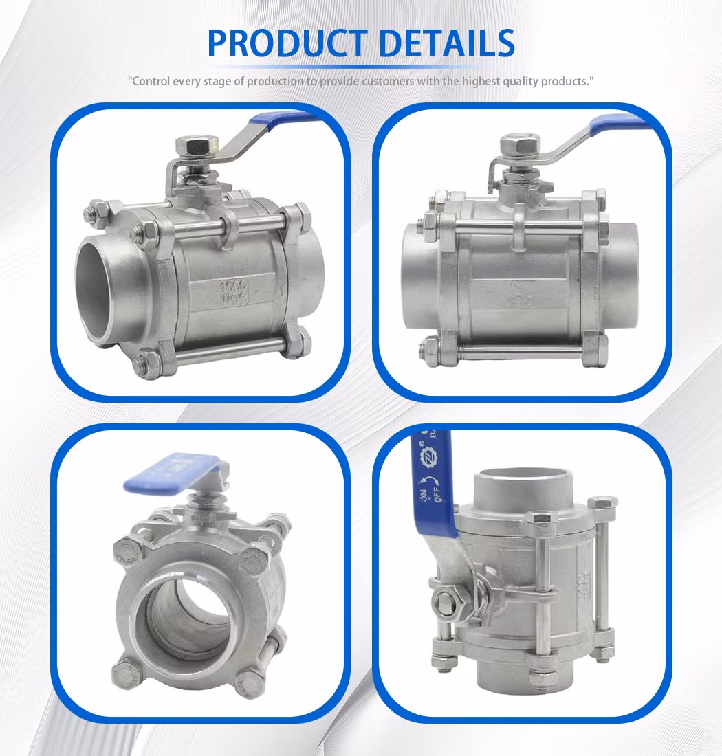 SS304/SS316 Customized Anti-Static Side Entry 3PC Ball Valve for Butt Joints-Body
