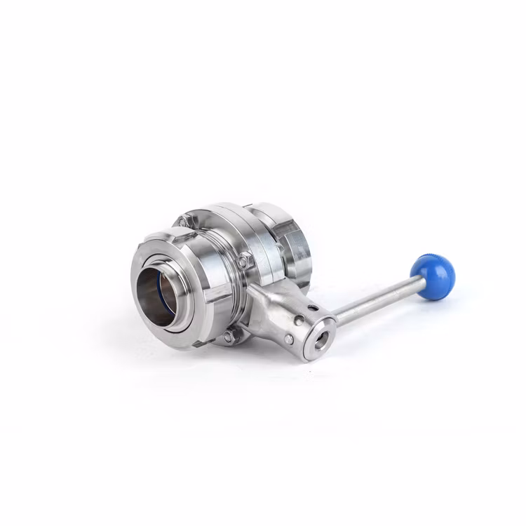 Sanitary SS316L Pneumatic Flanged Ball Valve PTFE Soft Seal Three-Piece