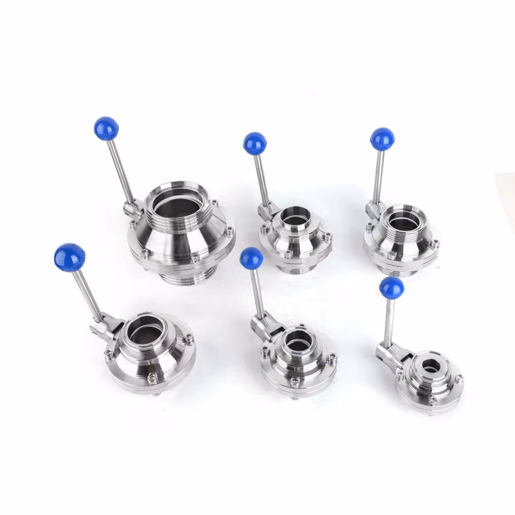 Sanitary SS316L Pneumatic Flanged Ball Valve PTFE Soft Seal Three-Piece