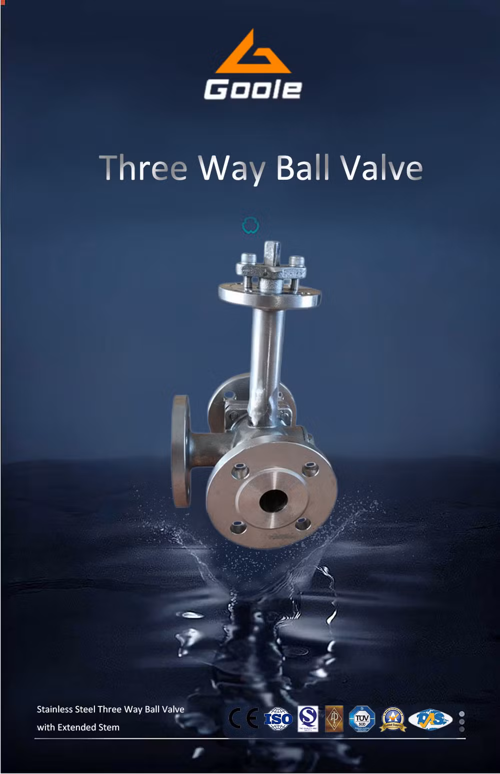 Stainless Steel Extended Stem T Port Cryogenic Three Way Ball Valve
