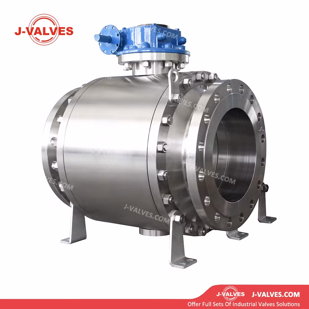 J-Valves DN300 Forged Stainless Steel F304/F316 Trunnion Mounted Ball Valve Flange End Gear Operation