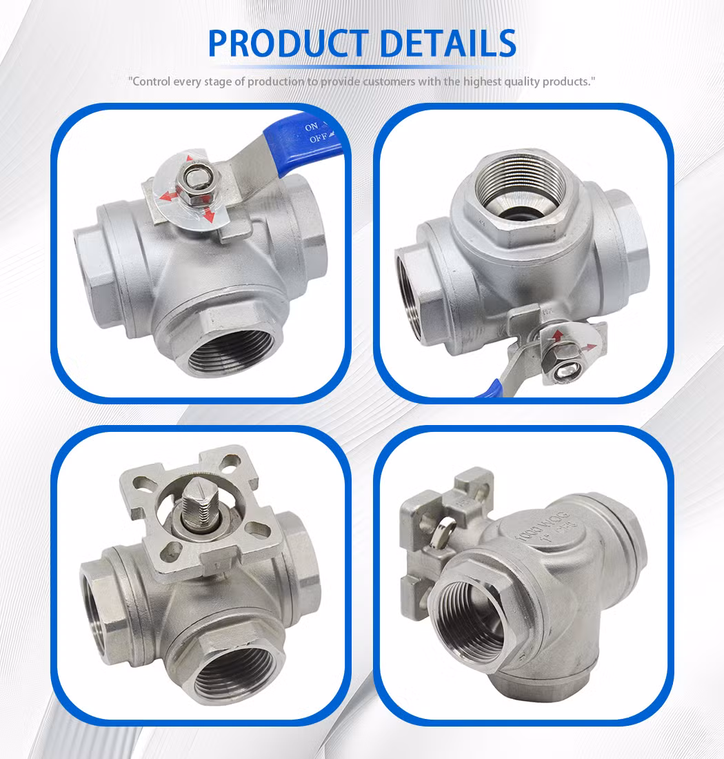 Stainless Steel Industrial Manual Fixed Tee Ball Valve for Water/Air/Oil/Gas/Liquid