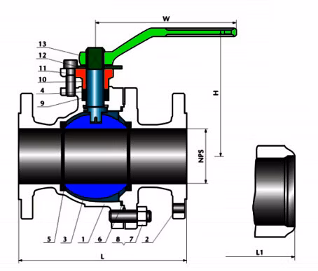 2PCS Cast Steel Floating Split Body Side Entry Ball Valve