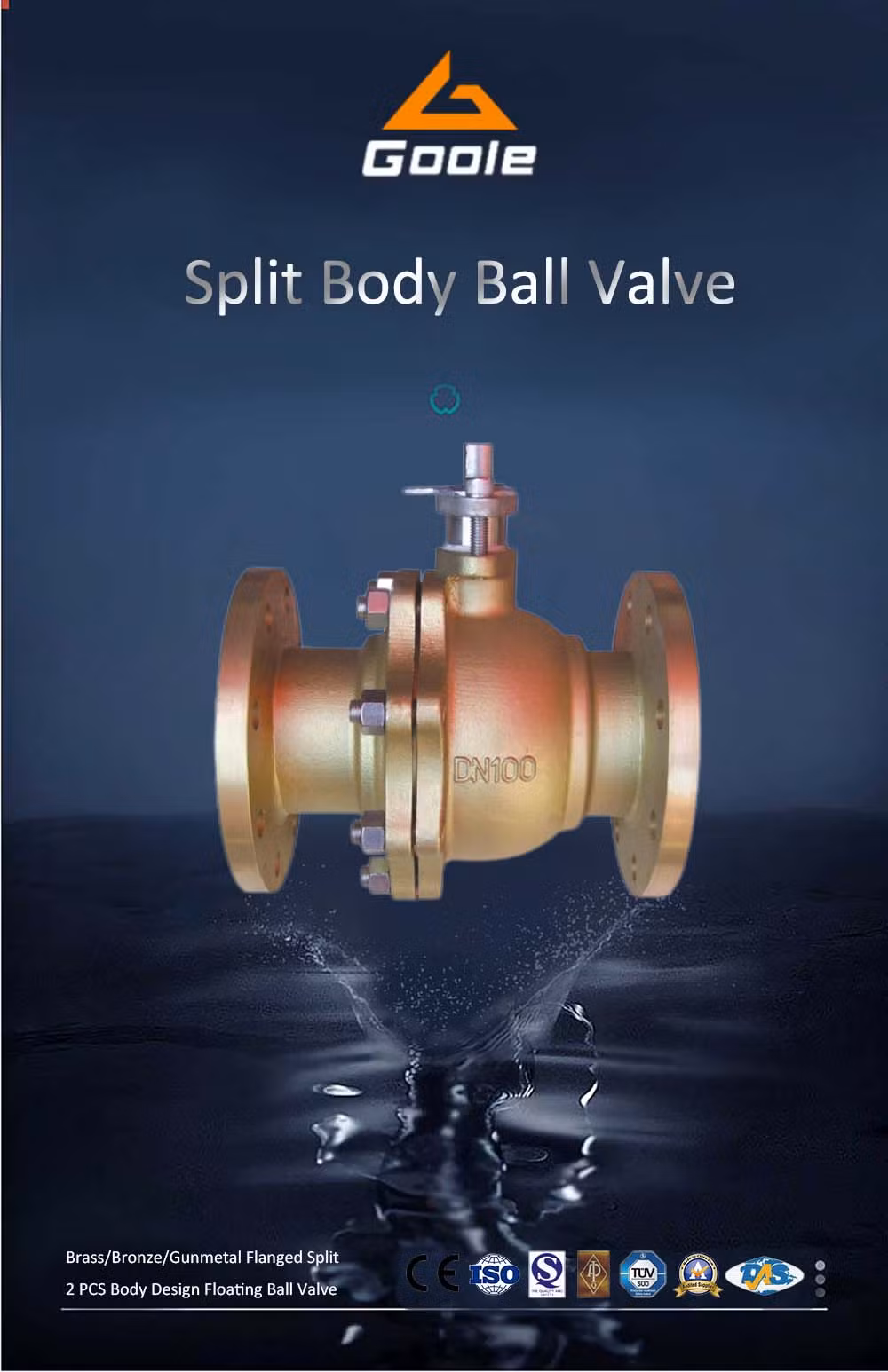 2PCS Brass Flanged Side Entry Split Body Floating Ball Valve