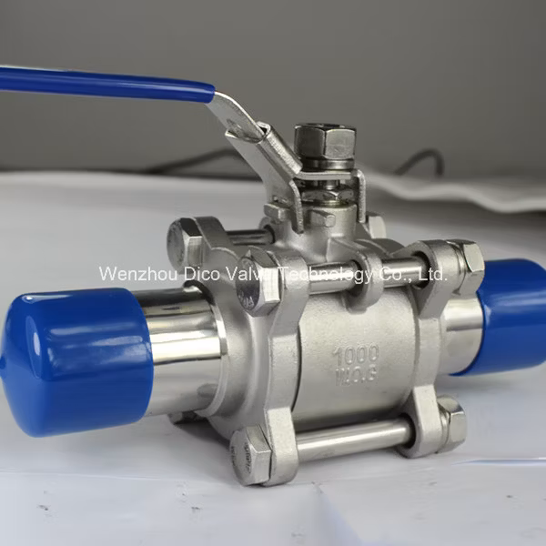 Dico 1/4"-4" 1000wog Bw End with Extended Pipe Industrial 3PC Ball Valve