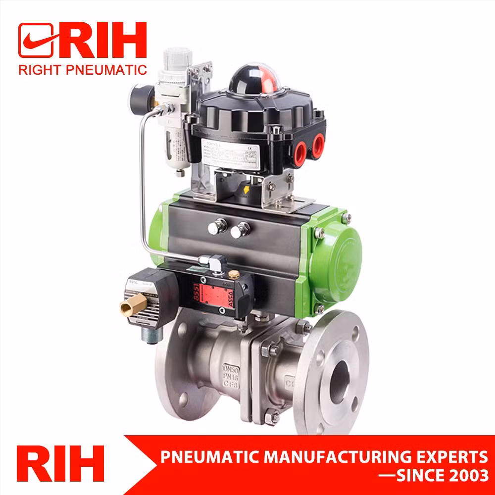 Wenzhou Flanged Stainless Steel Automatic 1 Inch Gas Safety Solenoid Pneumatic Actuated Ball Control Valve