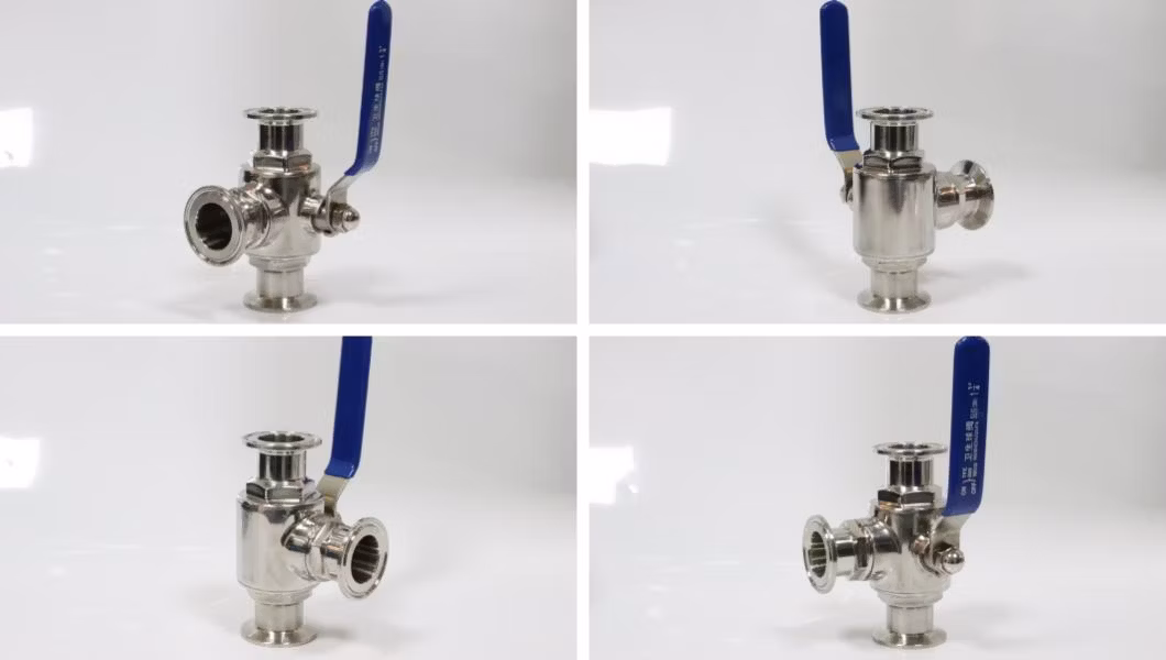 SS316/304 Sanitary Soft Seated Air Actuated T Port Single Acting Ball Valve (JN-SBV-23 1002)