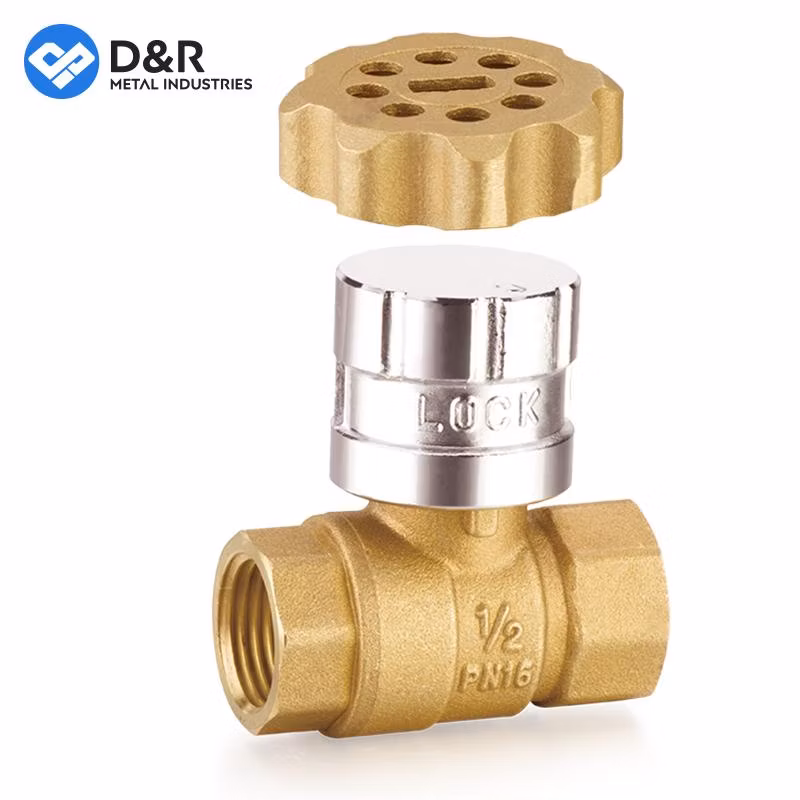 D&R Factory Cheap Hot Stock Magnetic Lockable with Metal Key BSPT NPT Brass Ball Valves