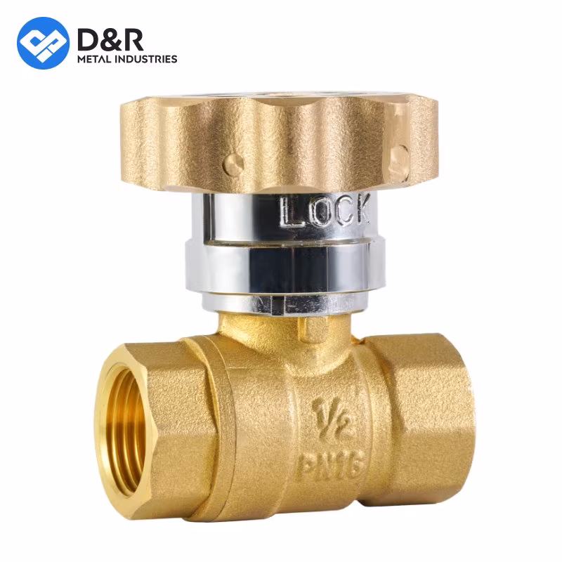 D&R Factory Cheap Hot Stock Magnetic Lockable with Metal Key BSPT NPT Brass Ball Valves
