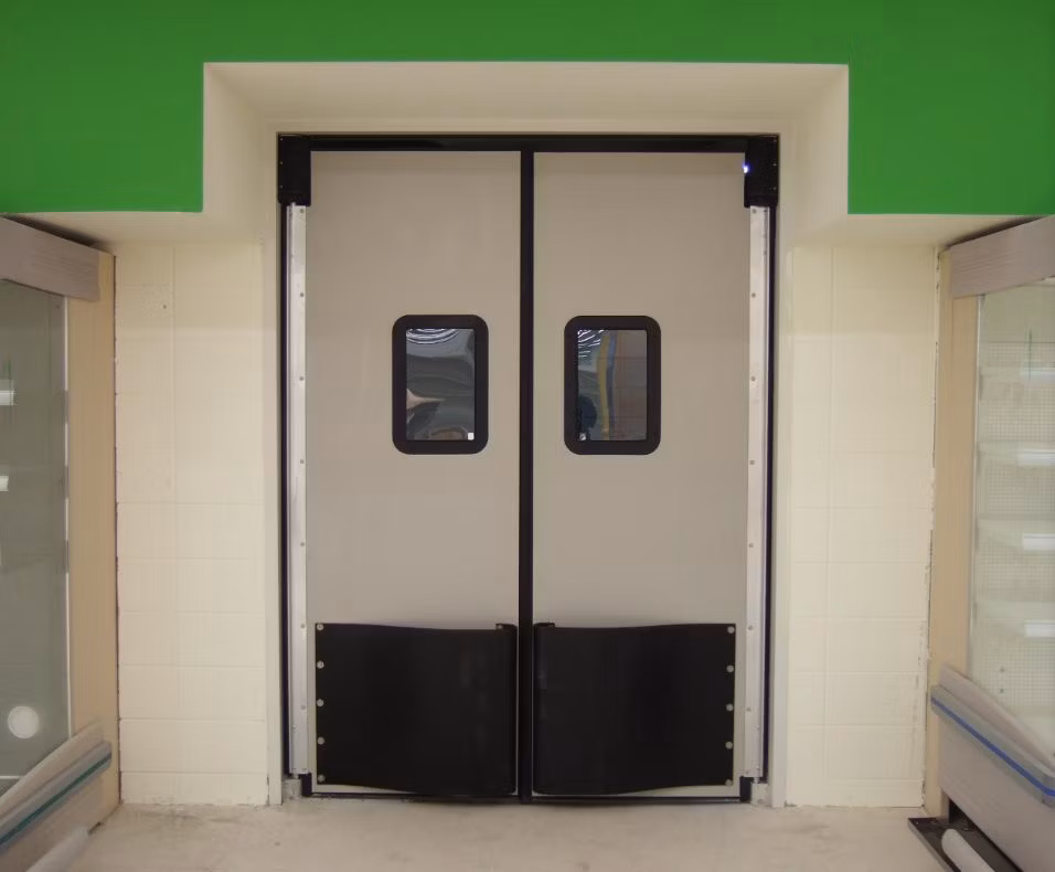 Industrial Use Durable Double Leaf Stainless Steel Swing Traffic Kitchen Door for Supermarket