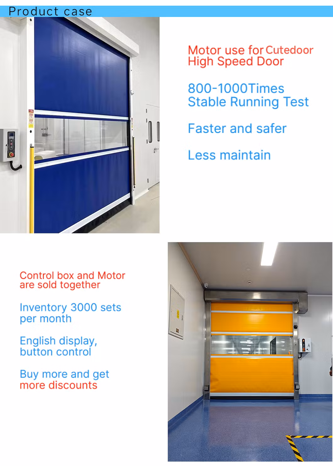 Automatic PVC Rapid High Speed Shutter Door Stainless Steel Frame High Speed Fabric Fast Door Driveway Gate Electronic Roller Shutter Cleanroom Door